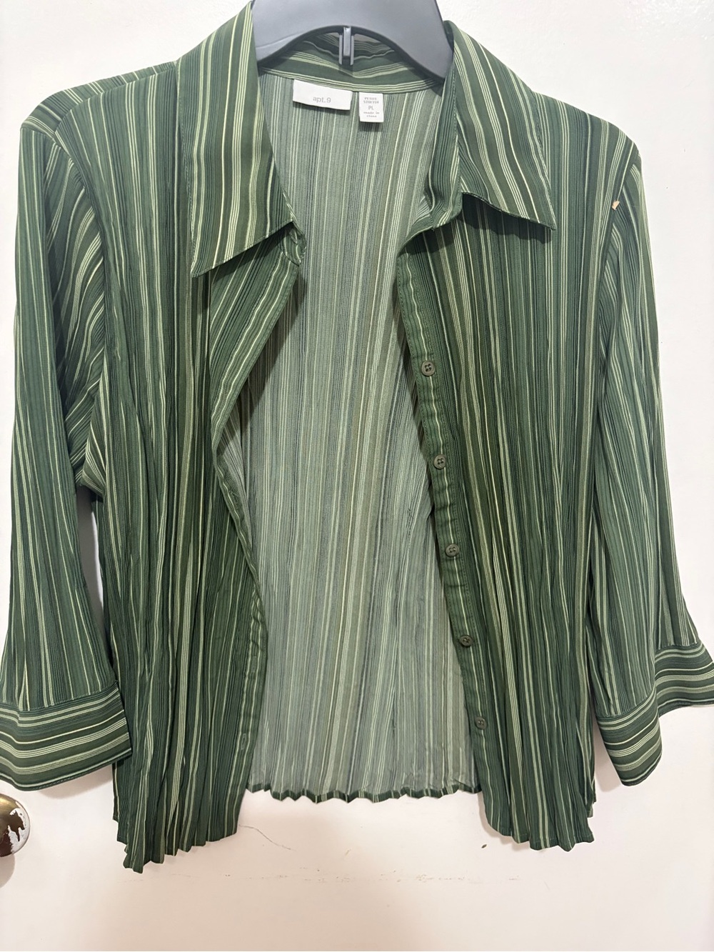 Apt. 9 Green Striped Button-Down Blouse